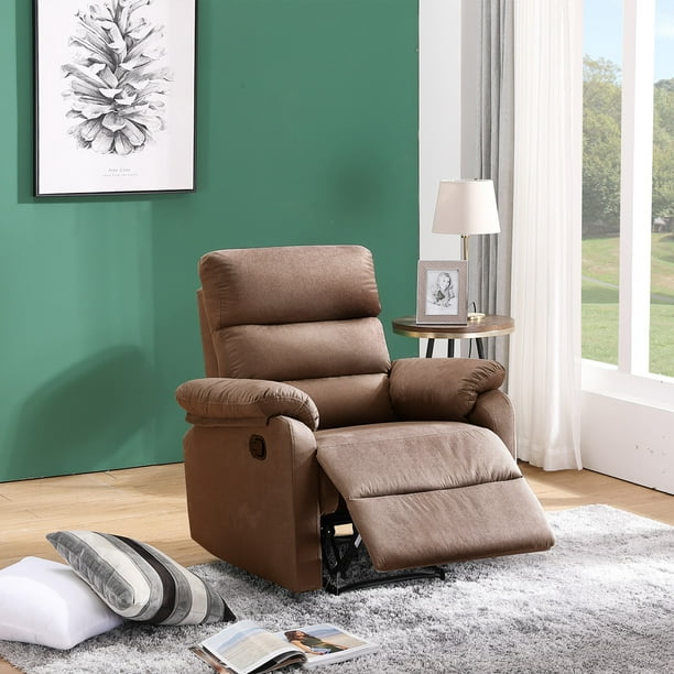 Manual Recliner Chair Fabric Armchair Sofa Padded Living Room Chaise Comfortable